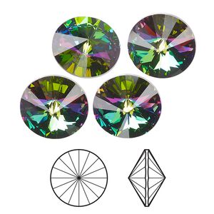 Chaton 12pk crystal electra, Crystal Passions® 14mm rivoli 1122