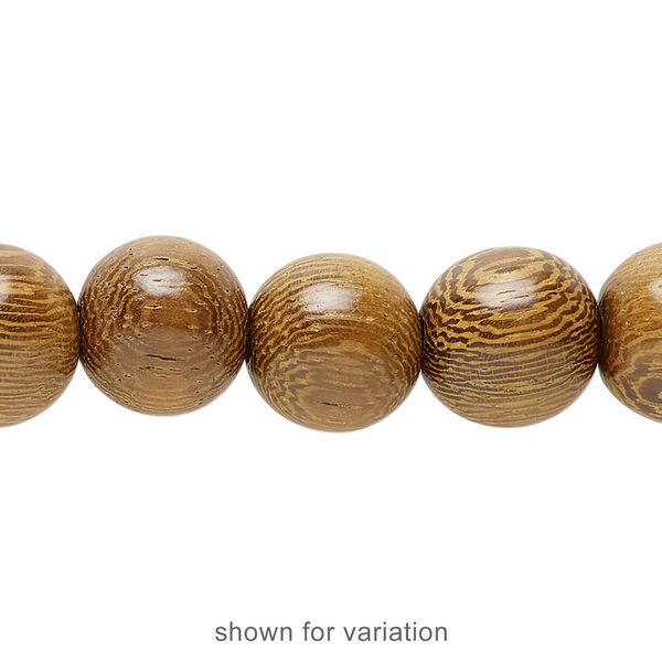 Bead, robles wood (waxed), 11-12mm hand-cut round. Sold per 15-1/2 to 16-inch strand. image number 1