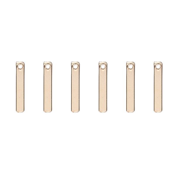 Drop, 14Kt gold-filled, 13x2mm smooth bar. Sold per pkg of 6. image number 0
