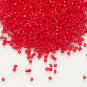Seed bead, Delica®, glass, pkg/50g, #11 round, opaque red (DB-0723).