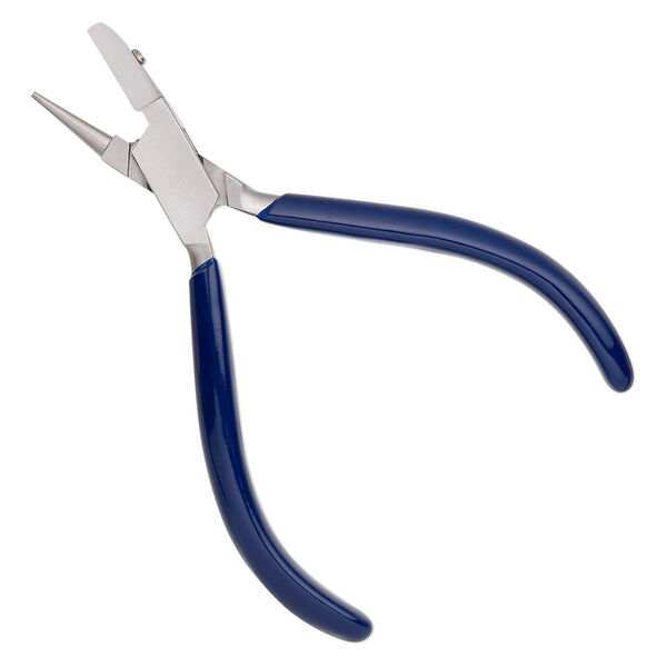 Pliers, EUROTOOL®, round- and flat-nose looping, stainless steel / rubber / nylon, clear and blue, 5-1/2 inches. Sold individually. image number 0