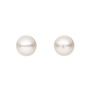Pearl 50pk white, Preciosa Czech crystal 10mm half-drilled round