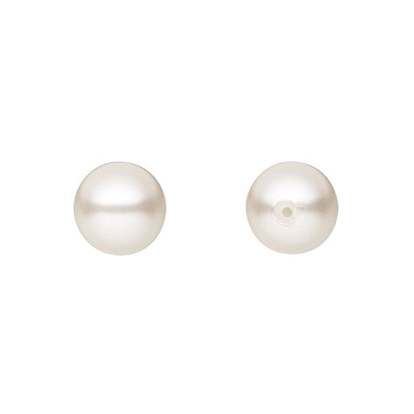 Pearl 50pk white, Preciosa Czech crystal 10mm half-drilled round image number 0