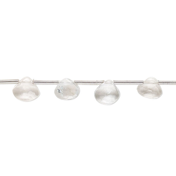 White topaz 1pkg22, hand-cut top-drilled faceted puffed teardrop bead 5x5mm-7x6mm image number 0