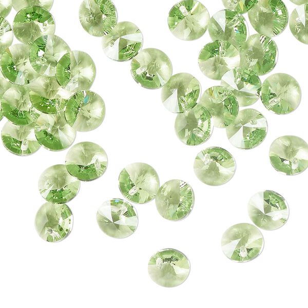 Drop 12pk peridot, Crystal Passions® Regenerated 6mm pendant mini disk 6428 image number 1