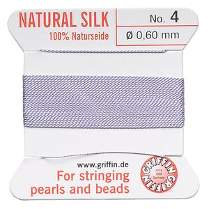 Thread, Griffin, silk, lilac, size #4. Sold per 2-meter card (approximately 78 inches).