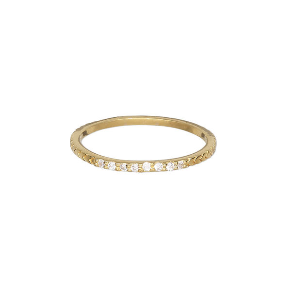 Ring, Create Compliments®, cubic zirconia and gold-plated sterling silver, clear, 1.5mm wide chevron, size 9. Sold individually. image number 0