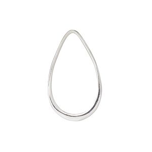 Component, sterling silver, 28.5x17mm open teardrop. Sold individually.