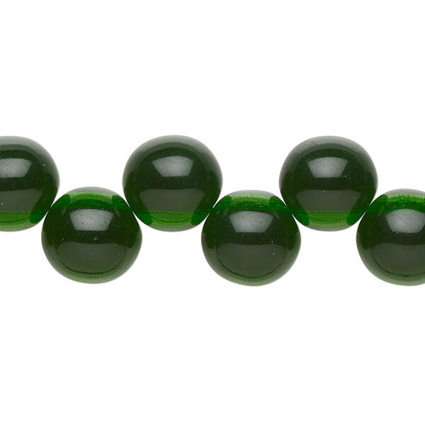 Bead, Preciosa, Czech pressed glass druk, transparent emerald green, 10mm top-drilled round. Sold per pkg of 10. image number 0