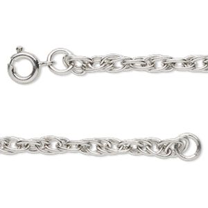 Chain, antique silver-finished steel, 4mm double rope, 23 inches with springring clasp. Sold individually.
