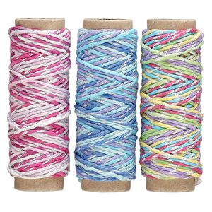 Cord assortment, Hemptique®, polished hemp (dyed), mixed colors, 1mm 7-ply, 20-pound test. Sold per pkg of (3) 16.4-foot spools.