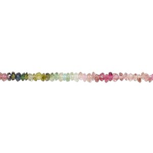 Multi-tourmaline 1pkg1, hand-cut tumbled faceted rondelle bead natural 14 inch 2x1mm-3x2mm