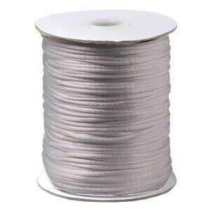 Cord, Satinique™, satin, silver, 2mm regular. Sold per 400-foot spool.