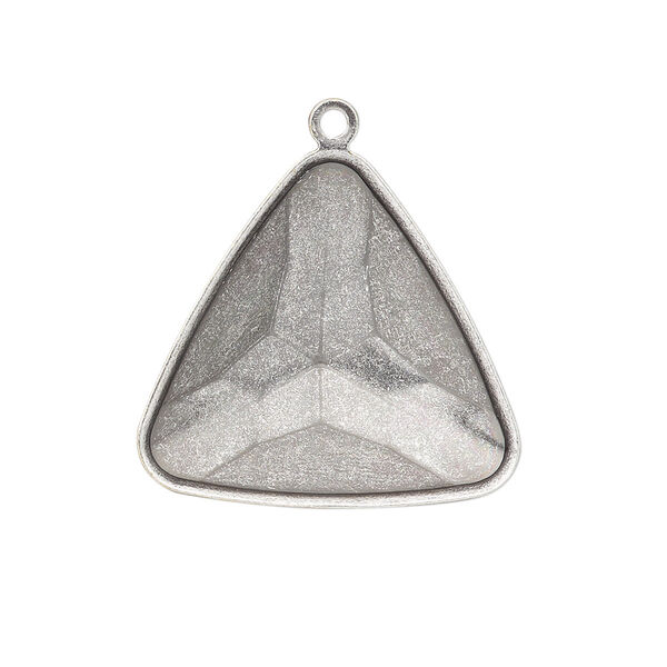 Drop, Almost Instant Jewelry®, antique silver-plated brass, 27mm triangle with 23mm triangle setting. Sold per pkg of 2. image number 0