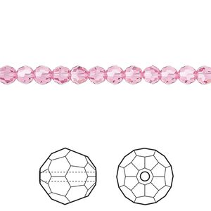 Bead 12pk rose, Crystal Passions® 4mm round 5000