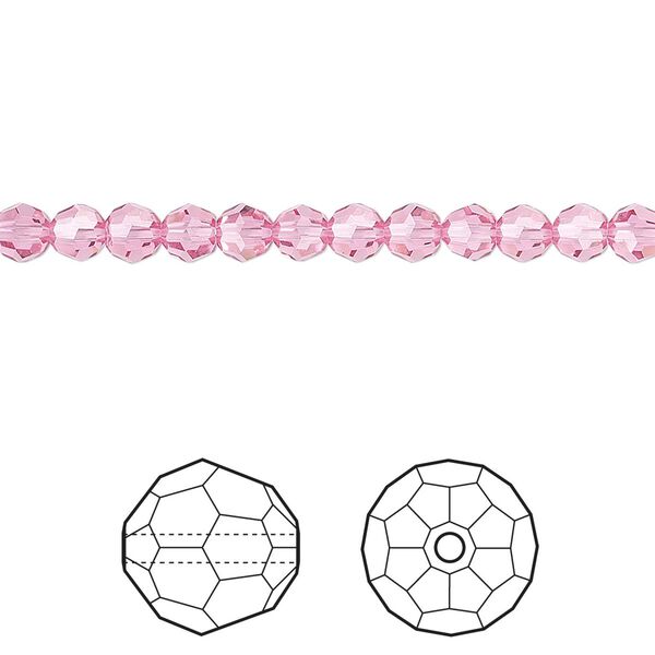 Bead 12pk rose, Crystal Passions® 4mm round 5000 image number 0