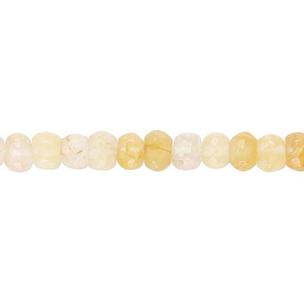 Bead, yellow iron quartz (natural), 5x4mm-6x5mm hand-cut faceted rondelle, B grade, Mohs hardness 7. Sold per 14-inch strand, approximately 90 beads. image number 0