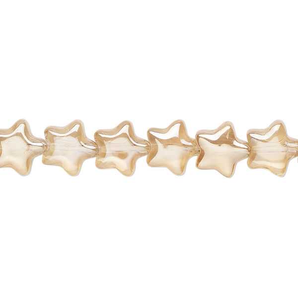 Bead, pressed glass, translucent champagne luster, 8mm star. Sold per 15-1/2" to 16" strand. image number 0