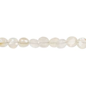 White chalcedony 1pkg1, luster hand-cut faceted flat round bead 6 inch 6-7mm