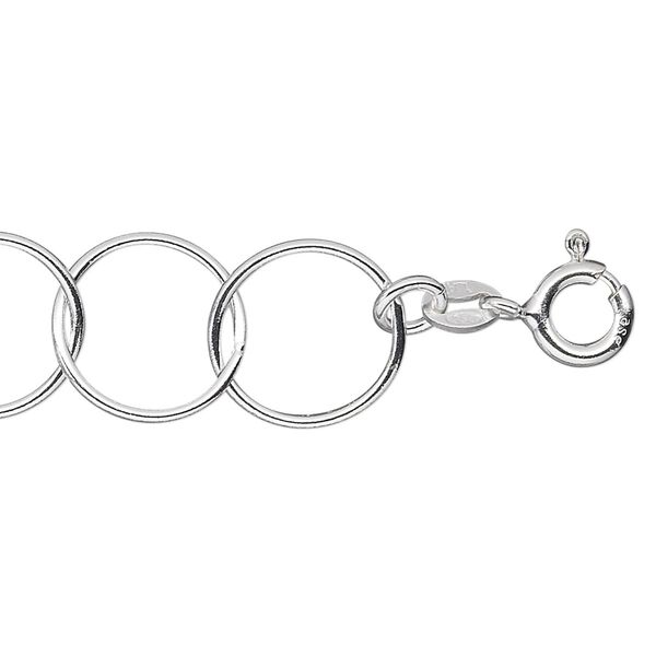 Chain 1pkg1 sterling silver cable, 13mm round / springring clasp, 16 inch image number 0