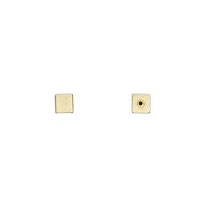 Bead end, glue-on, gold-finished brass, 4mm cube. Sold per pkg of 12.