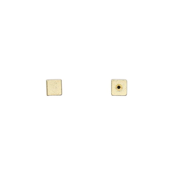 Bead end, glue-on, gold-finished brass, 4mm cube. Sold per pkg of 12. image number 0