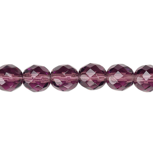 Bead, Czech fire-polished glass, amethyst purple, 8mm faceted round. Sold per pkg of 600 (1/2 mass). image number 0