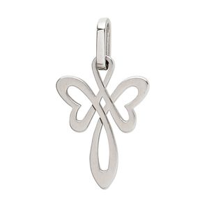 Pendant, stainless steel, 28x18mm flower cross. Sold individually.