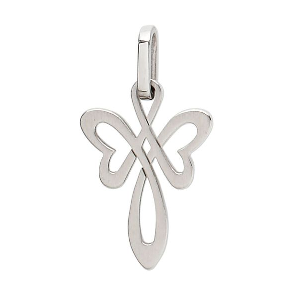 Pendant, stainless steel, 28x18mm flower cross. Sold individually. image number 0