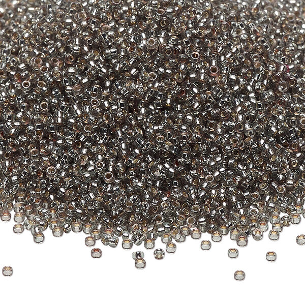 Seed bead, Miyuki, glass, pkg/35g, #15 rocaille, Duracoat® transparent silver-lined dark seafoam, (RR-4274). image number 0