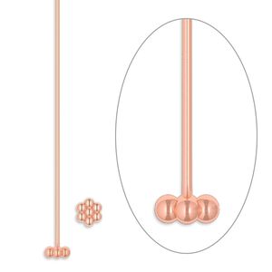 Head pin, copper, 2-1/2 inches with 4mm daisy, 22 gauge. Sold per pkg of 24.
