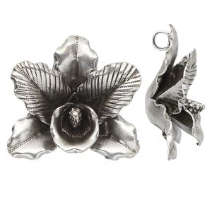 Pendant, Hill Tribes, antiqued sterling silver, 38x35mm flower. Sold individually.