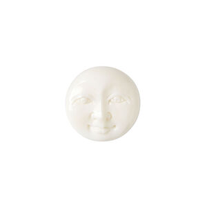 Embellishment, bone (bleached), white, 11-13mm hand-carved single-sided undrilled moon face, Mohs hardness 2-1/2. Sold per pkg of 1.