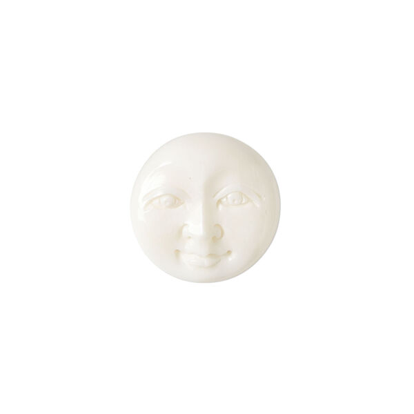 Embellishment, bone (bleached), white, 11-13mm hand-carved single-sided undrilled moon face, Mohs hardness 2-1/2. Sold per pkg of 1. image number 0