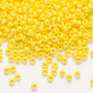 Seed bead, Preciosa Ornela Czech glass, pkg/50g, #8 rocaille, opaque terra dyed yellow luster chalkwhite, (16386).