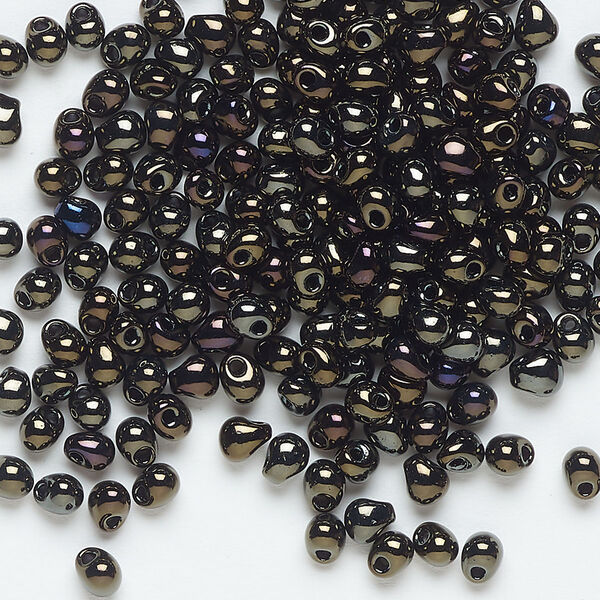 Seed bead, Miyuki, glass, pkg/10g, 4x3.4mm fringe, opaque gunmetal dark gold (DP-458). image number 0
