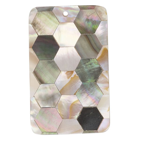 Black lip shell / gold lip shell / mother-of-pearl shell 1pkg1, top-drilled 1sided flat rectangle focal 43x26mm-44x27mm image number 0