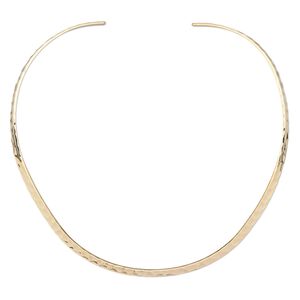 Neckwire, gold-plated brass, 5mm flat hammered, 16 inches. Sold individually.