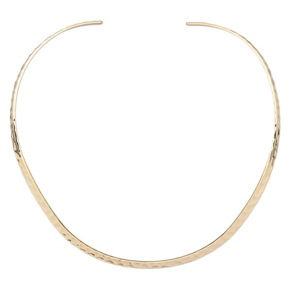 Neckwire, gold-plated brass, 5mm flat hammered, 16 inches. Sold individually. image number 0
