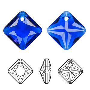 Drop 1pk majestic blue, Crystal Passions® 16mm pendant princess cut 6431