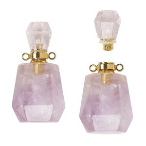 Amethyst / brass 1pkg1, gold-finished hand-cut perfume bottle natural 37x20mm