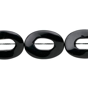 Black onyx 1pkg1, hand-cut twisted oval bead 15.5-16 inch 30x22mm