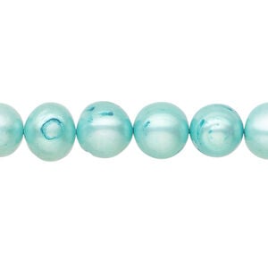 Freshwater pearl 1pkg1, semi-round, 15 inch aqua 10-11mm cultured