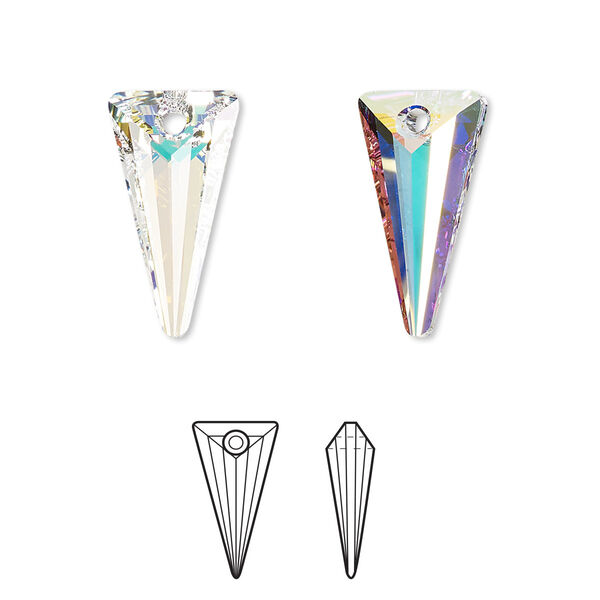 Drop 48pk crystal AB, Swarovski® 18x10mm pendant spike 6480 image number 0