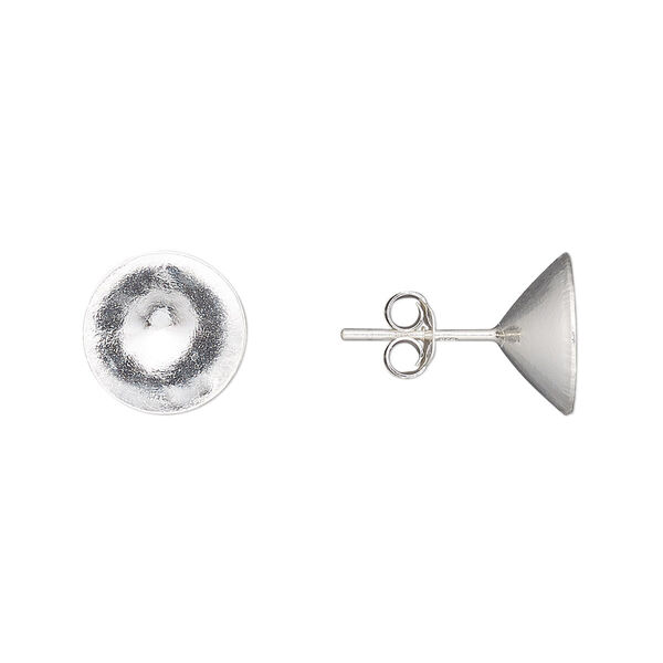 Earstud, Almost Instant Jewelry®, sterling silver, 11mm round with SS47 rivoli setting. Sold per pair. image number 0