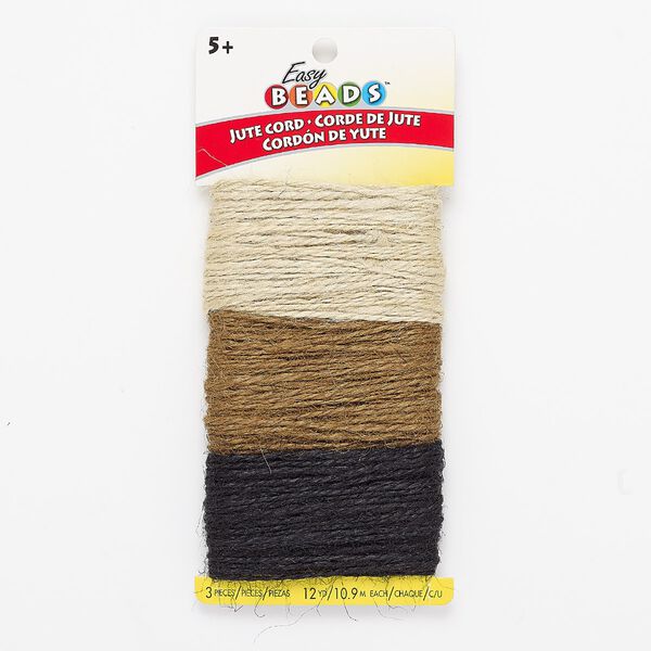 Cord mix, Easy Beads™, jute, tan / brown / black, 1-2mm wide. Sold per pkg of 12 yards. image number 0