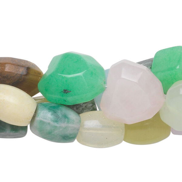 Multi-gemstone / glass 1pkg3, mixed shape bead 15.5-16 inch mix 8x8mm-30x15mm image number 0
