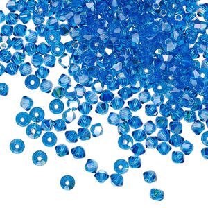 Bead 48pk Capri blue AB, Preciosa Czech crystal 3mm bicone