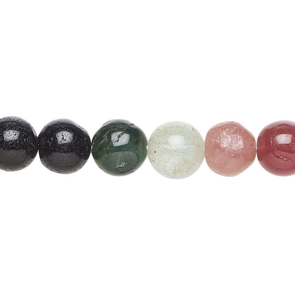 Multi-tourmaline 1pkg1, hand-cut round bead natural C grade, 14 inch 8-9mm image number 0