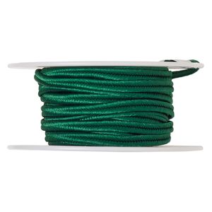 Cord, soutache, polyester, kelly green, 3.5mm wide. Sold per 6-yard spool.